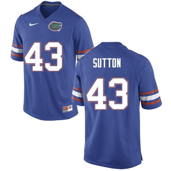 Men #43 Nicolas Sutton Florida Gators College Football Jerseys Blue